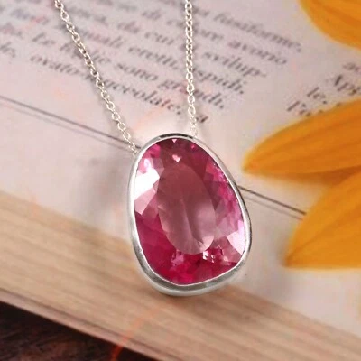 AAA+ Naturale Ceylon Zaffiro Rosa 925 Pendente Argento Anniversario Compleanno - Immagine 1 di 4