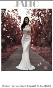 Jarlo - Chelsea - Ecru/Cream - High Neck - Lace Top Maxi Dress - NWT - Size UK 6 - Picture 1 of 2