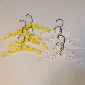 Vintage Clothes Hangers Kids Clarolyte Co Trains Yellow White Swivel Set Of 8 - Picture 1 of 7