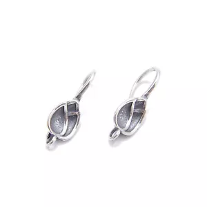 Orecchini in argento sterling 925 antiargento a forma di loto gancio 6x18 mm 6 pezzi per sacchetto - Foto 1 di 2