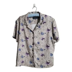 Vtg Floral Print Shirt Button Down Blouse Island Traders Women's XXL Flowers - Picture 1 of 13