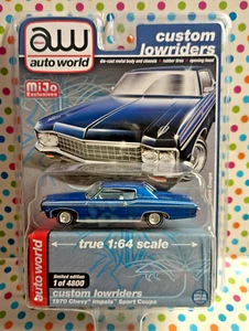 AUTO WORLD MIJO ESCLUSIVE CUSTOM LOWRIDERS 1970 CHEVY IMPALA SPORT COUPE NUOVO - Foto 1 di 7