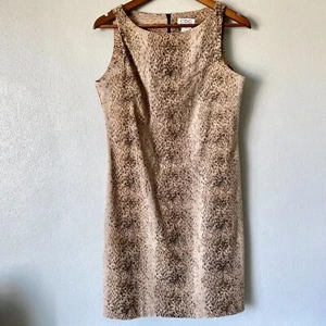 CDC Petites Women's 10P Animal Print Gold Glitter Sheath Dress VTG 90s/00s - Picture 1 of 11