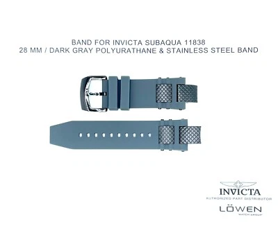 Auténtica correa de reloj Invicta Subaqua 11838 negra de poliuretano y pistola IP 28 MM Foto 1 de 3