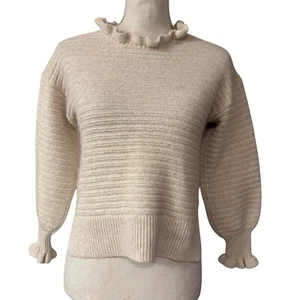 Suéter Suéter Madewell Crema Cuello Volantes Algodón Lana Merino Talla XS - Imagen 1 de 6