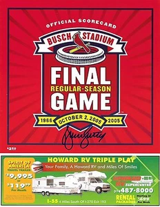 St. Louis Cardinals BRUCE SUTTER Signed FINAL GAME at Busch Stadium SCORECARD b - Picture 1 of 1