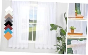 Sheer Curtains 54 Inch Length 2 Panels Set - 42W x 54L | 2 panels White - Picture 1 of 7