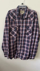 Cowboy Legend Western Shirt Mens Size 3XLT Pearl Snap Button Up Plaid Blue Red - Picture 1 of 9