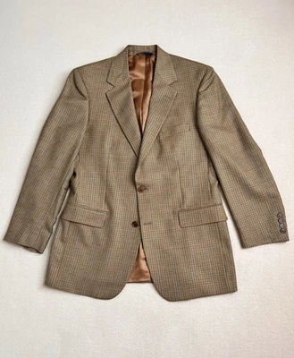 Abrigo deportivo Brooks Brothers de colección para hombre talla 39R marrón pata de gallo hecho en Italia Foto 1 de 4