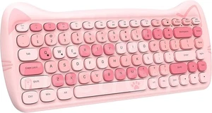 AJAZZ 3060I Pink Rainbow 80% Wireless Gaming Keyboard Bluetooth 5.0 Cute - Picture 1 of 9