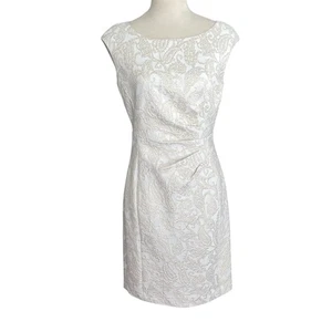 Lauren Ralph Lauren Dress Women Size 6 Floral Embossed Jacquard Cocktail Sheath - Picture 1 of 6