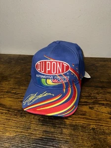 Vtg 90's Dupont Automotive Nascar Striped Racing Blue Hat Cap Jeff Gordon 24 - Picture 1 of 3