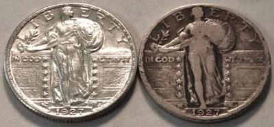 Lot (2) 1927 P 1927 S Standing Liberty Quarters, Better Date Type Silver 25C - Image 1 of 2