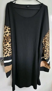 Shein Curve 4XL Vestido Mujer Negro Con Mangas Estampado Animal - Imagen 1 de 6