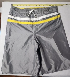 OLD NAVY BOY'S Sz M (12) GRAY ELASTIC/DRAWSTRING WAIST BOARD SHORTS SWIM TRUNKS - Picture 1 of 1