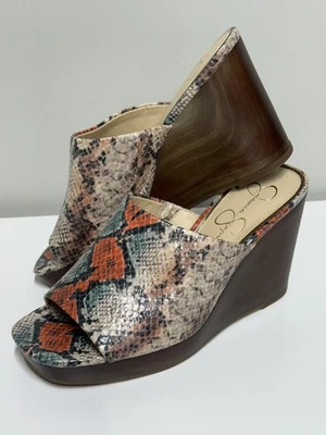 Sandalias de cuña Jessica Simpson Sheyna talla 7,5 M diseño de piel de serpiente nuevas sin etiquetas Foto 1 de 4