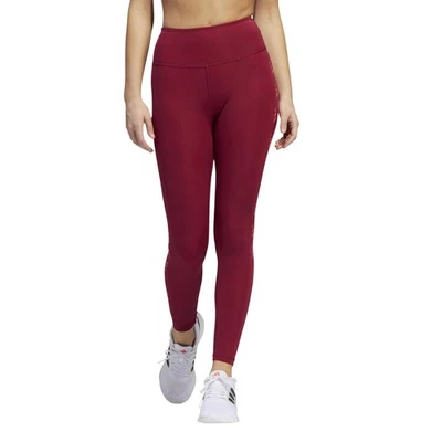 adidas Womens Optime 3Bar Training 7/8 Leggings - Burgundy / Large - Image 1 of 2