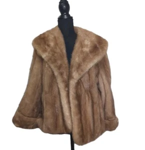Vintage 1950's Gittelmans Sons Carmel Mink Fur Stole S/M/L - Afbeelding 1 van 12