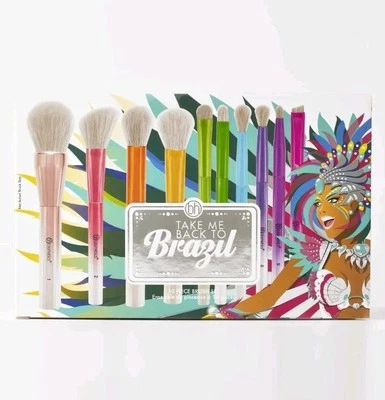 BH Cosmetics TAKE ME BACK TO BRAZIL 10 Piece Brush Set New Gift Box Makeup Kit - Image 1 of 4