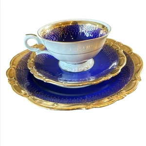 vintage Alka Kunst Bavaria teacup, saucer, and luncheon plate trio - Picture 1 of 5