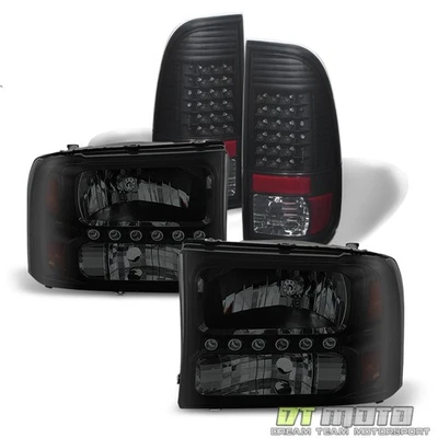 Black Smoke Ford 99-04 Ford F250/F350/F450 Superduty Headlights+LED taillamps - Изображение 1 из 4