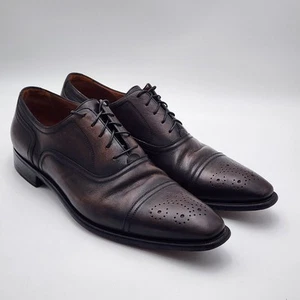 Scarpe eleganti Oxford stringate A. Testoni pelle marrone uomo taglia 13 Made in Italy - Foto 1 di 12