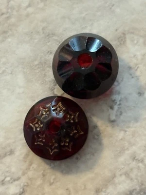 Antique Victorian Ruby Red Glass Whistle  Button Lot Set - Image 1 of 4