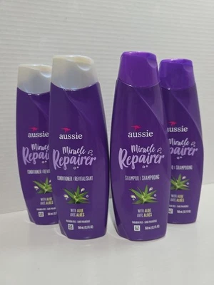 Lote de 4 champúes y 2 acondicionadores Aussie Miracle Repairer con aloe 12,1 fl oz Foto 1 de 4
