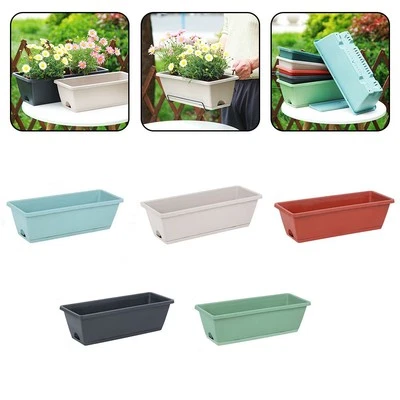 Spacious 4PCS Rectangular Plastic Plant Boxes for Balcony and Windowsill - Image 1 of 4