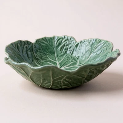 Vintage Boho Bordallo Pinheiro Portugal Cabbage Bowl Majolica - Image 1 of 4