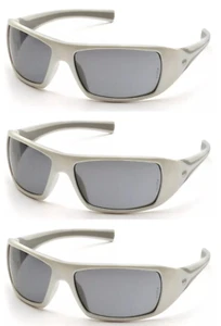 3-SMOKE GRAY UV ANSI Z87 Protective Safety Glasses Work Eyewear Sport Sunglasses - Picture 1 of 5