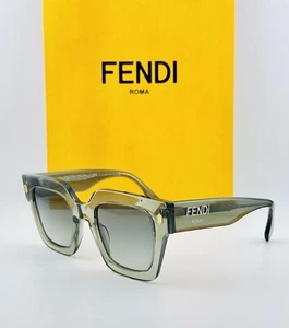 Women’s FENDI ROMA Square Sunglasses FE401011 Transparent Grey Frame Gray Lenses - Picture 1 of 18