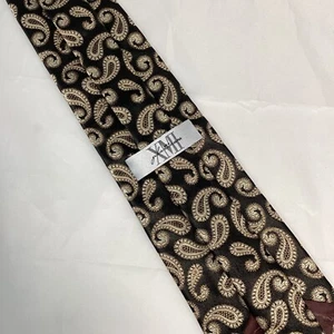 XMI Platinum 100% Silk Necktie Black Gold Silver Woven Paisley ~ 3.75" x 60" - Picture 1 of 7