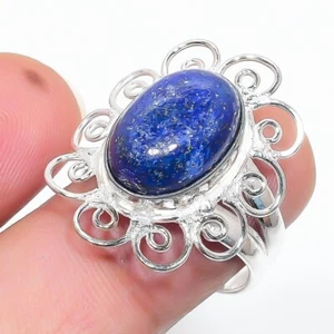 Lapis Lazuli Gemstone Handmade 925 Sterling Silver Jewelry Ring Size 8 (US) - Picture 1 of 1