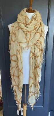 Nueva Auténtica Bufanda Chan Luu Estampado de Eslabones de Cadena Cachemira Seda Color: Lana de Corderos Foto 1 de 4