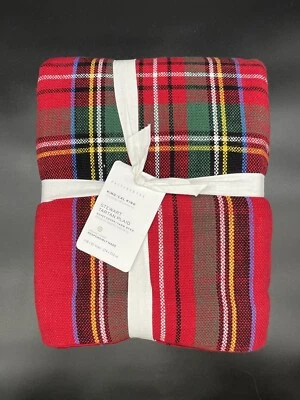 POTTERY BARN STEWART TARTAN PLAID KING / CAL KING DUVET NEW WITH TAGS RED - Image 1 of 3