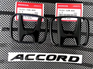 Insignia delantera trasera negra brillante 3 piezas para Honda 2018-2022 Accord Sport Sedán 4 puertas - Imagen 1 de 7