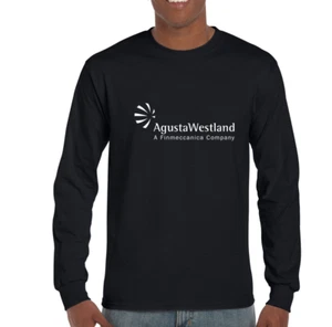 T-Shirt Agusta Westland Retro Logo Flugzeug Luftfahrt langärmelig schwarz - Bild 1 von 3