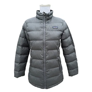 Patagonia Girls Down Puffer Jacket Lightweight Packable Coat Kids Size XLGray - Picture 1 of 11