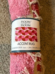 BRAND NEW 2x3 Pink and orange wavy tufted rug, groovy accent rug, trendy rug - Picture 1 of 3