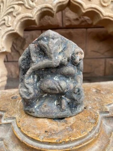 Ancient Old  Stone Rare Left Trunk Sitting Ganesha Figurine - Picture 1 of 6