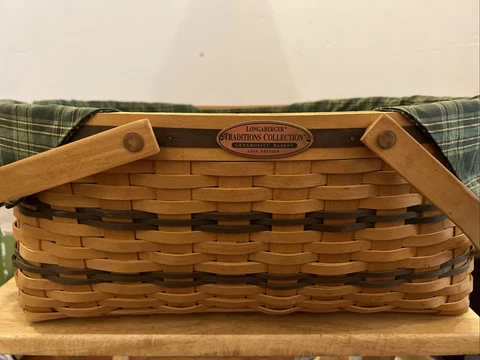 Longaberger Traditions 1999 Generosity Basket Protectors, Fabric Liner Chip Tray Cover