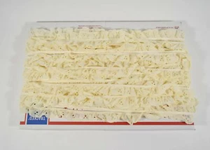20 Yds. Elfenbein Rüschen gerafft Ösen überbacken 0,75" Spitze Stoff Borte Nähen - Bild 1 von 3