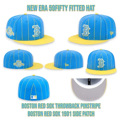 Boné ajustável New Era Boston Red Sox Throwback listra de giz 59FIFTY tamanho 7 5/8 - Imagem 1 de 4