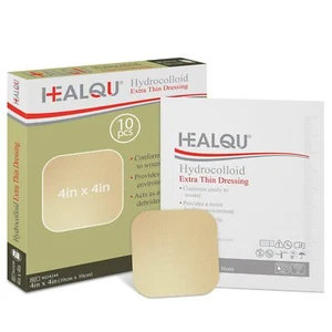 Hydrocolloid Wound Dressing - 4x4" Thin - Box of 10 Large Bandages - Steriliz... - Picture 1 of 7