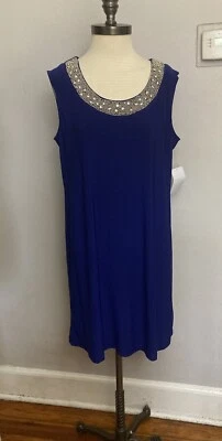 Vestido R&M Richards Azul Cambio 14 Estrás Adornado Nuevo Con Etiquetas Foto 1 de 3