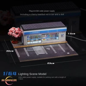 1/64 Diorama Car Parking Lot Model LED Lighting Convenience Store Scene Model - Picture 1 of 24