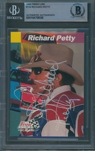 1993 Finish Line #114 Richard Petty Signed Card Beckett Authentic Autograph BAS - Picture 1 of 2