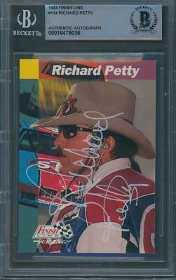 1993 Finish Line #114 Richard Petty Signed Card Beckett Authentic Autograph BAS - Image 1 of 2