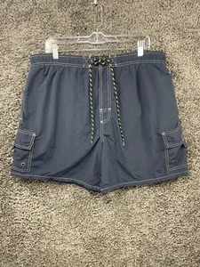 Catalina Swim Trunks Shorts Men's Large Navy 100% Nylon Mesh Lined Cargo Pockets - Picture 1 of 15